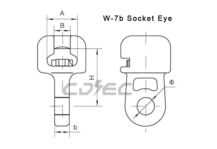 W-7b Socket Eye High Quality Iron Cable Clevis Pole Line Hardware Socket Eye Power Fitting Bowl Head Hanging Board