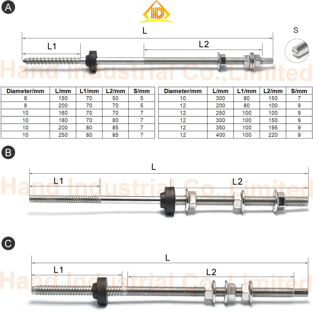 Hand Supply Cheap Price M5 M6 M8 Hand Tighten Screws Threaded Rod Stud Bolt A2 A4 Stainless Steel Fastener