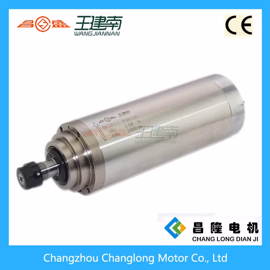 Motor de husillo CNC refrigerado por agua eléctrico de 4,5 kW y 24000 rpm con estándar CE para máquina enrutadora CNC de grabado en madera